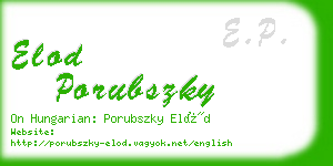 elod porubszky business card